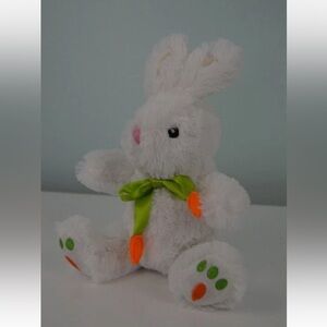 Houdini Bunny Rabbit Plush Stuffed Animal Toy White Green Bow Carrots Easter